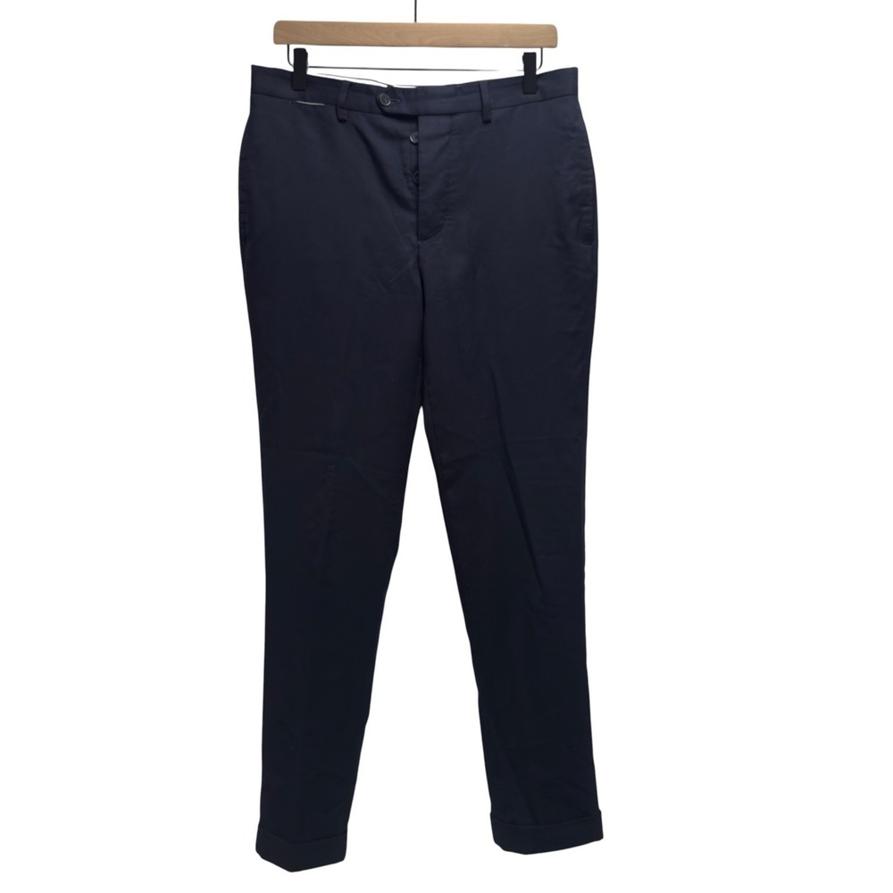 Officine Generale Paris Men's Size 48 Navy Blue Tapered Leg Wool Dress Pants guc